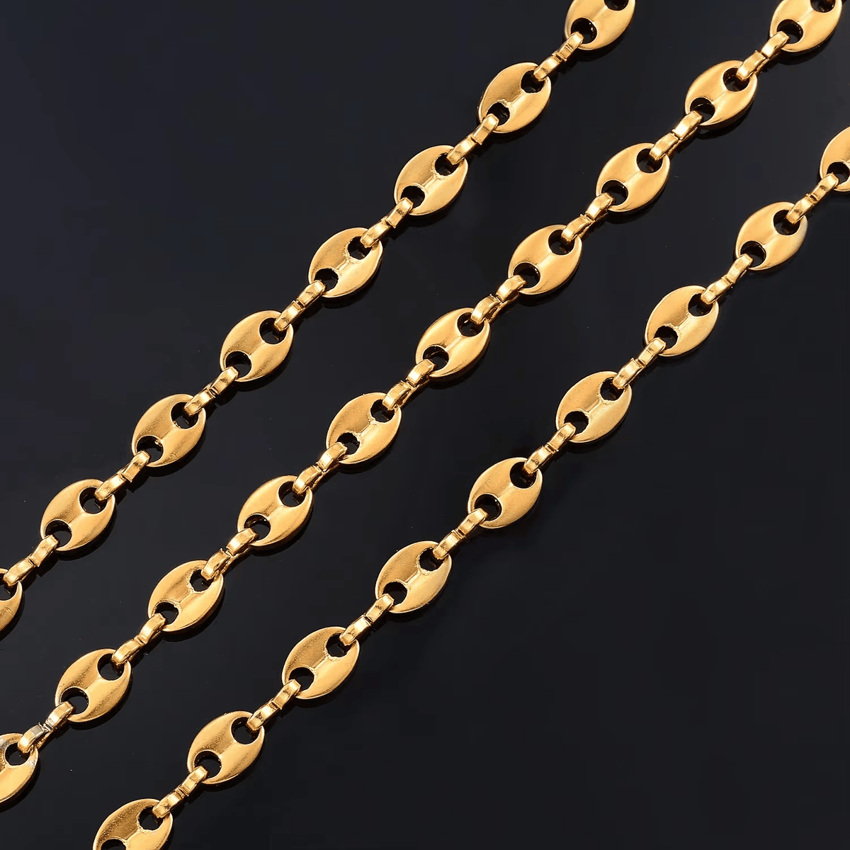 Goudkleurige Stalen Koffieboon Ketting – Unisex Schakelketting 5,2mm (60cm)
