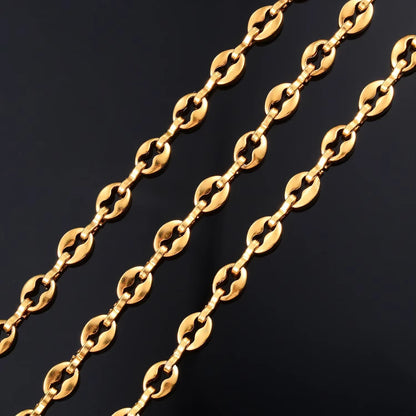 Goudkleurige Stalen Koffieboon Ketting – Unisex Schakelketting 4,5mm