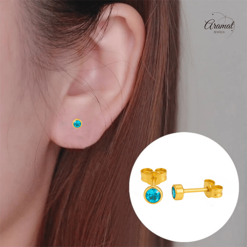 Kristallen Oorknopjes Aqua Blauw - 4mm - oor6164 - Oorbellen kopen# - 4mm - alles - Aqua Blauw