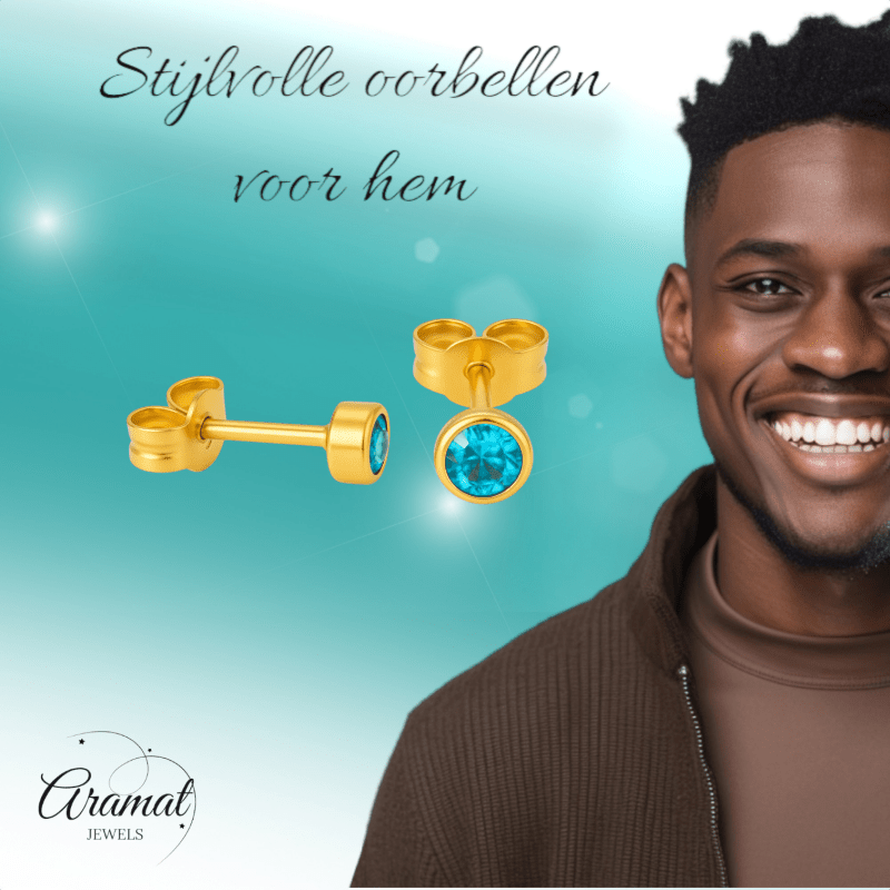 Kristallen Oorknopjes Aqua Blauw - 4mm - oor6164 - Oorbellen kopen# - 4mm - alles - Aqua Blauw