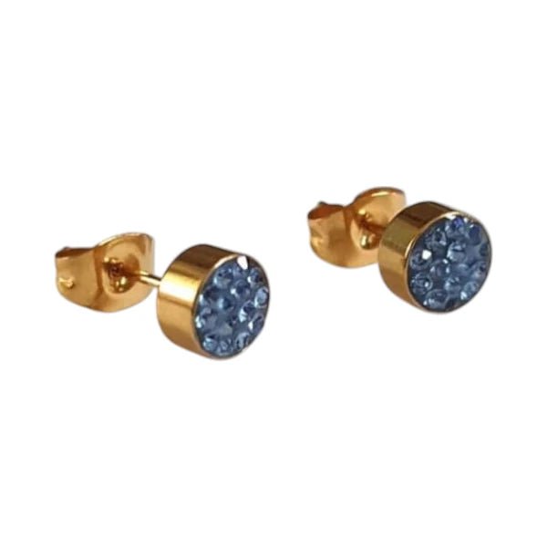Lichtblauwe kristallen oorstekers 6 mm – goudkleurig - oor3096 - Oorbellen kopen# - 6mm - alles - blauw