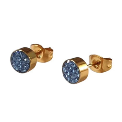 Lichtblauwe kristallen oorstekers 6 mm – goudkleurig - oor3096 - Oorbellen kopen# - 6mm - alles - blauw