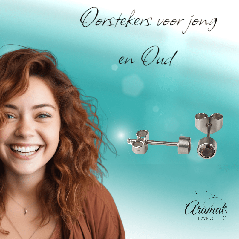 Lila kristal oorstekers – 4mm zilver RVS - Aramat Jewels - Oorbellen - cadeautip