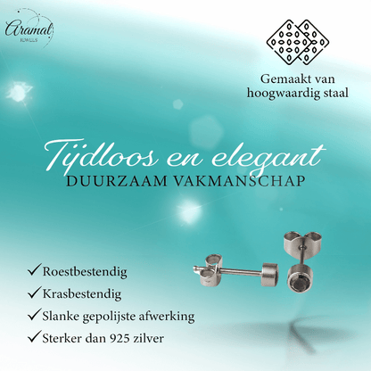 Lila kristal oorstekers – 4mm zilver RVS - Aramat Jewels - Oorbellen - cadeautip