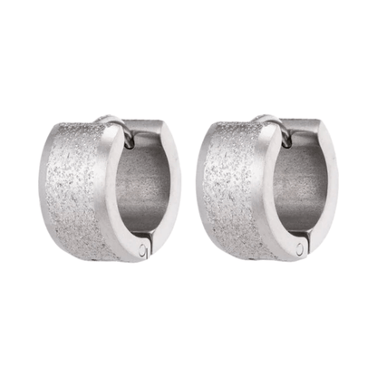 Mat Zilverkleurige RVS Oorringen met Sandblasted Streep - oor5788 - se24030 - Oorringen kopen# - 13mm - 7mm - alles