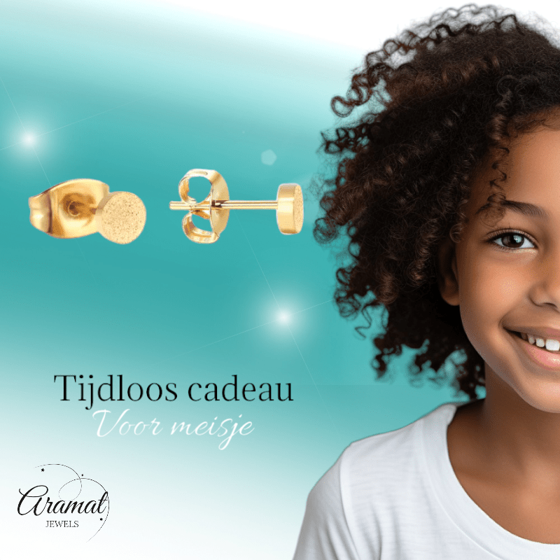 Matte Goudkleurige Oorstekers RVS 4mm - Minimalistische Studs - Aramat Jewels - Oorbellen - cadeautip