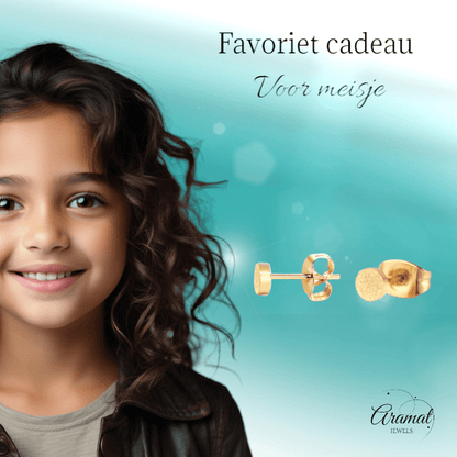 Matte Goudkleurige Oorstekers RVS 4mm - Minimalistische Studs - Aramat Jewels - Oorbellen - cadeautip