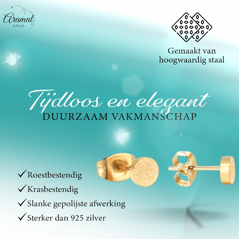 Matte Goudkleurige Ronde Oorstekers 5mm - Aramat Jewels - Oorbellen - cadeautip