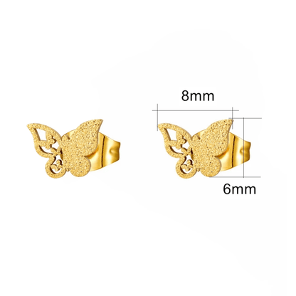 Matte vlinder oorbellen goudkleurig RVS 8mm - Aramat Jewels - Oorbellen - cadeautip