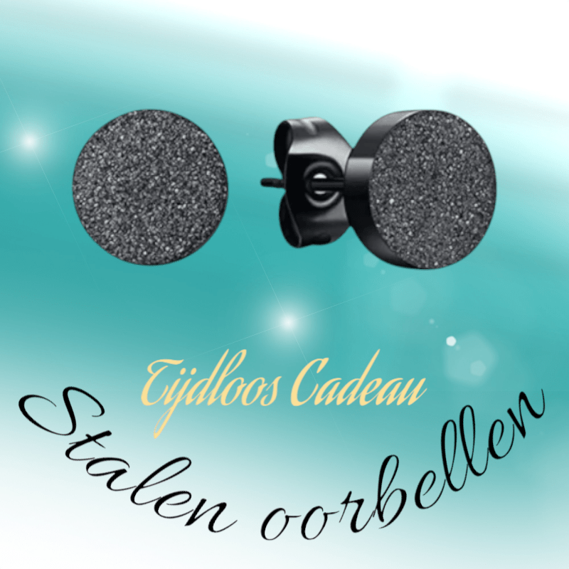 Matte Zwarte RVS Oorstekers 10mm - Aramat Jewels - Oorbellen - cadeautip