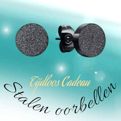 Matte Zwarte RVS Oorstekers 10mm - Aramat Jewels - Oorbellen - cadeautip