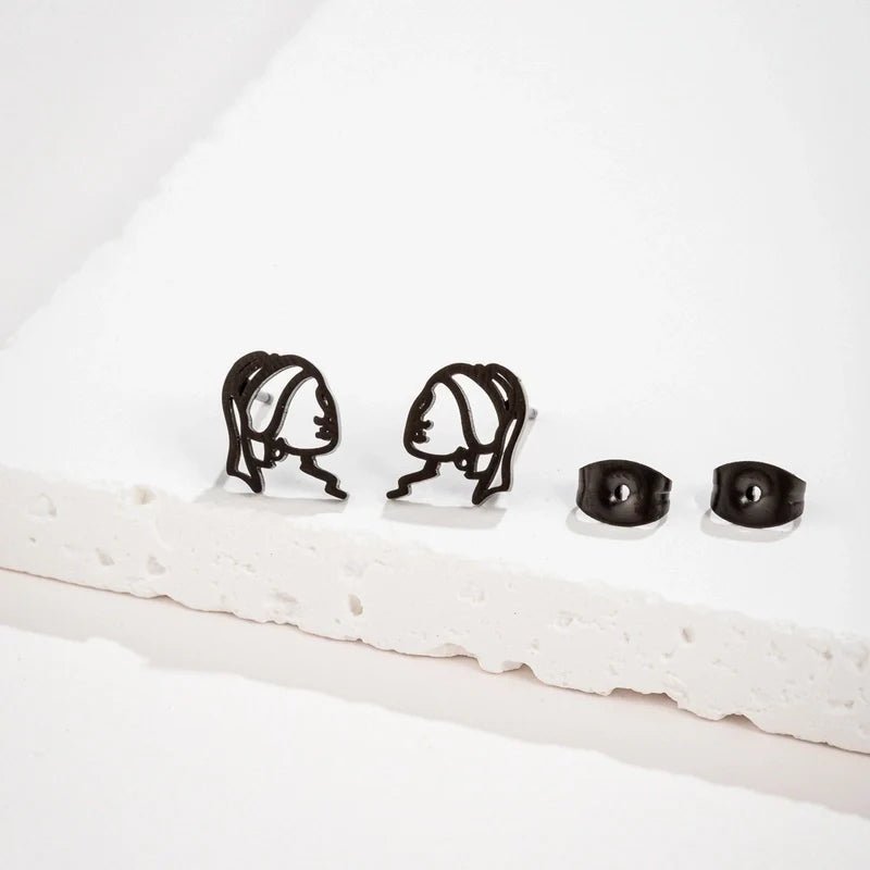 Meisje met de Parel Oorstekers Zwart RVS - oor6395 - 638453 - Oorbellen kopen# - 12mm - alles - cadeau
