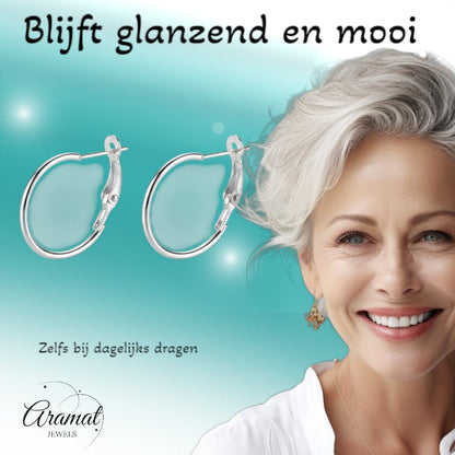 Metalen oorringen zilver 20mm, klapscharnier sluiting, tijdloze oorbellen voor dagelijks gebruik en speciale gelegenheden kind vrouw