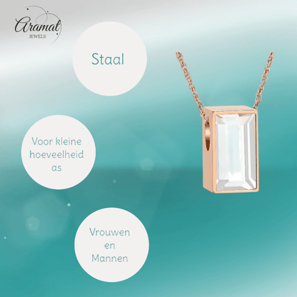 Mini Ashanger Rechthoek met Zirkonia - Rosékleur - hang1471 - IJD33011 - Gedenkhangers kopen# - 11mm - alles - ashangers