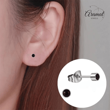 Mini paarse kristal oorstekers – 3mm elegant - Aramat Jewels - Oorbellen - cadeautip