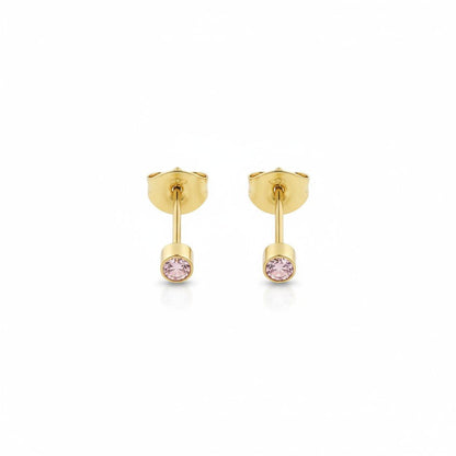 Mini zweerknopjes roze zirkonia - goudkleur - Aramat Jewels - Oorbellen - cadeautip
