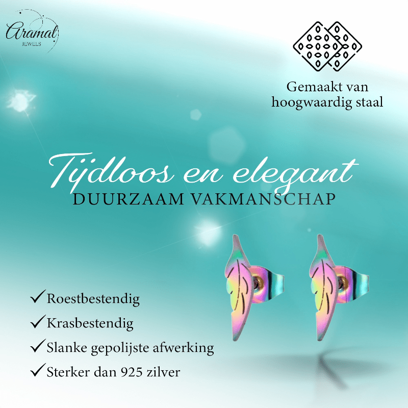 Multikleurige blad oorbellen RVS 11 mm - oor61 - Oorbellen kopen# - 11mm - alles - blad