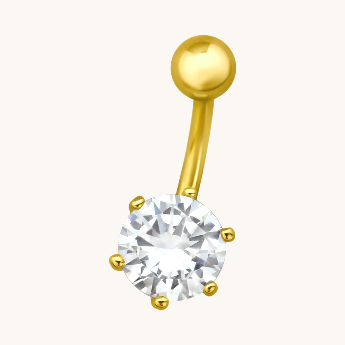 Goudkleurige Stalen Navelpiercing met Zirkonia bloem