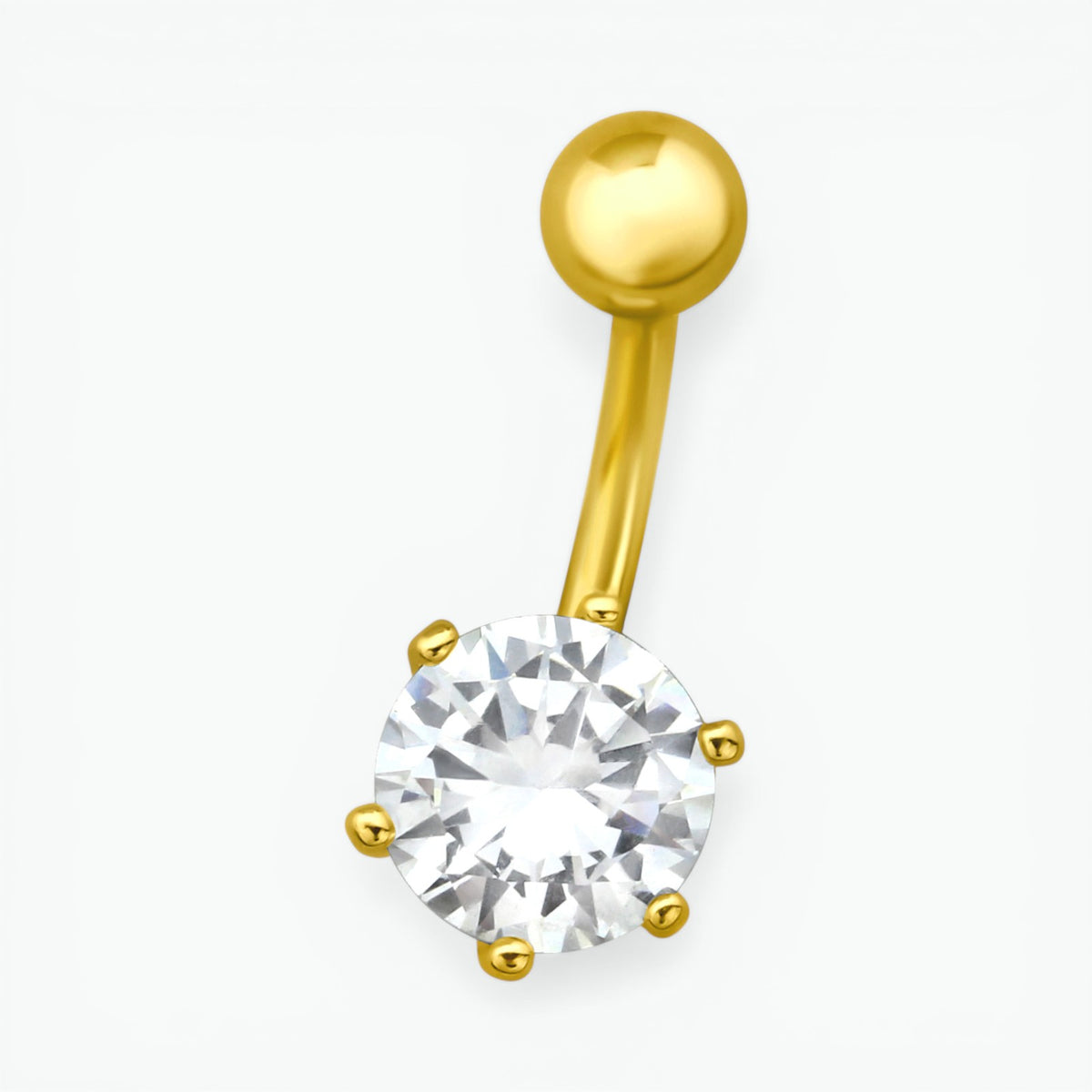 Goudkleurige Stalen Navelpiercing met Zirkonia bloem