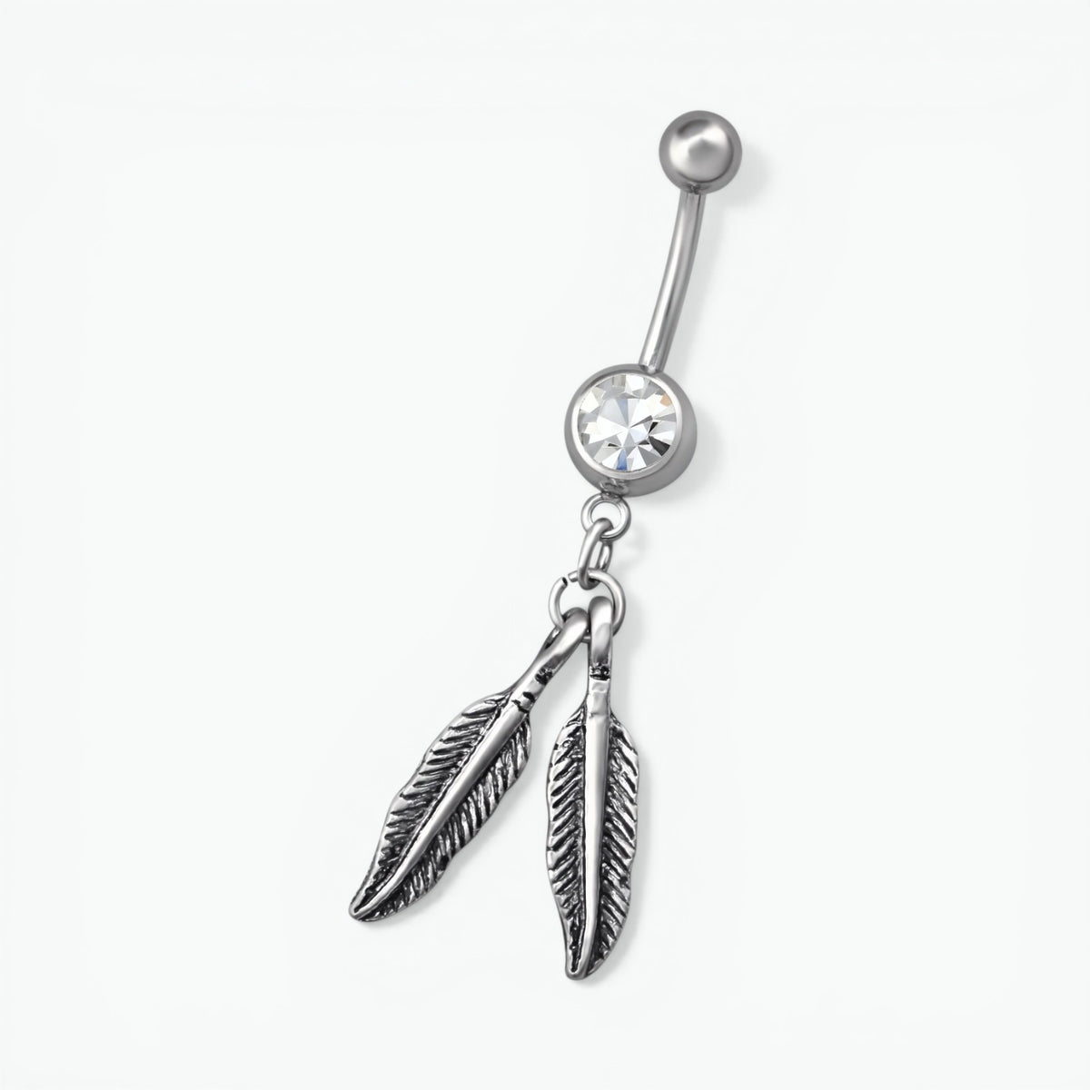 Zilverkleurige Veertjes Navelpiercing