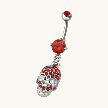 Rode Doodshoofd Stalen Navelpiercing