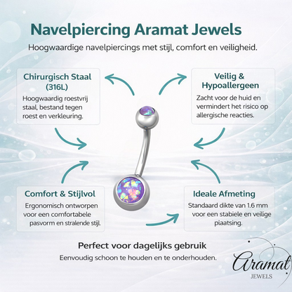 Paarse Opaal Stalen Navelpiercing