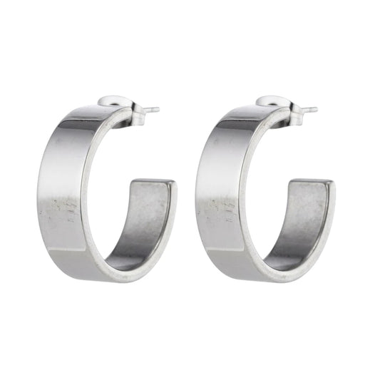 Oorbellen – 28mm Half - Hoop Glad RVS Zilverkleur Unisex - Aramat Jewels - Oorringen - cadeautip