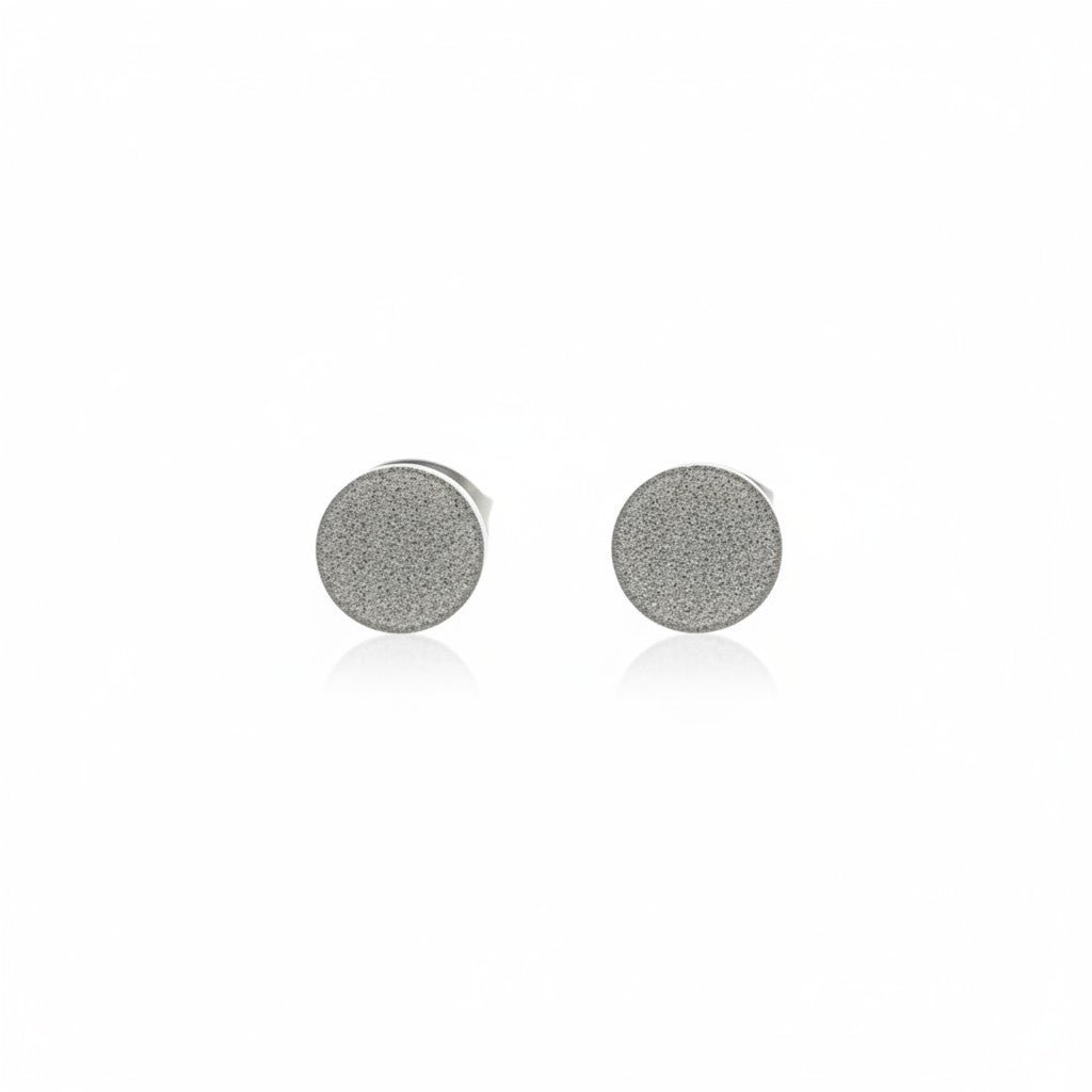 Oorbellen – 8mm Rond Sandblasted RVS Zilverkleur Unisex - Aramat Jewels - Oorbellen - cadeautip