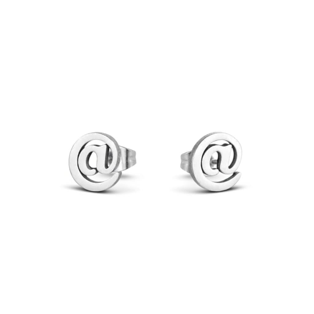 Oorbellen – Staal Apenstaartje (@) Zilverkleurig (10mm) - Aramat Jewels - Oorbellen - cadeautip