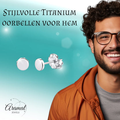Oorbellen – Titanium Rond Zilverkleurig (5mm) - Aramat Jewels - Oorbellen - cadeautip