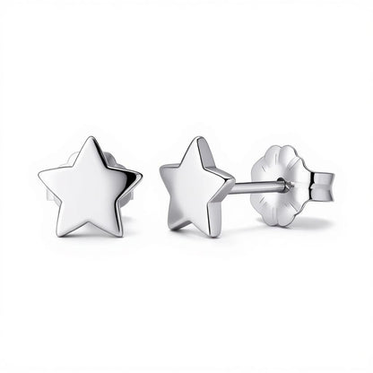Oorbellen – Titanium Ster Zilverkleurig (7mm) - Aramat Jewels - Oorbellen - cadeautip