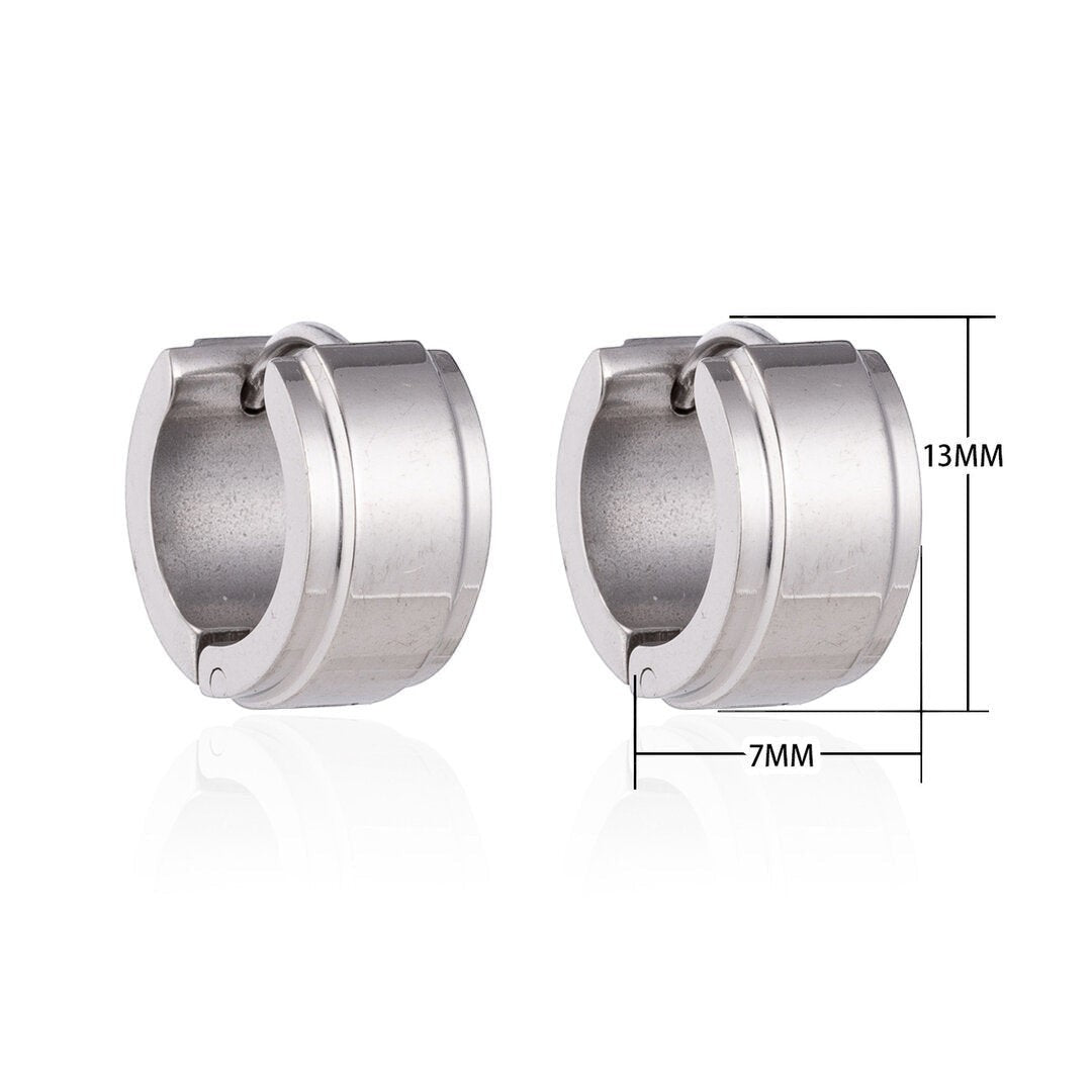 Oorringen – 13mm Mini Creool Opstaande Streep RVS Zilverkleur Unisex - Aramat Jewels - Oorringen - cadeautip