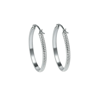 Oorringen – 20mm Creool Puntjes Patroon RVS Zilverkleur Dames - Aramat Jewels - Oorringen - cadeautip