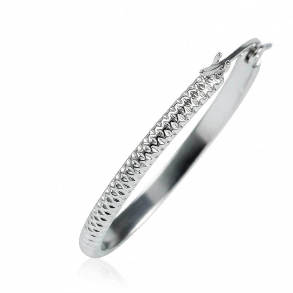 Oorringen – 30mm Creool Puntjes Patroon RVS Zilverkleur Dames - Aramat Jewels - Oorringen - cadeautip