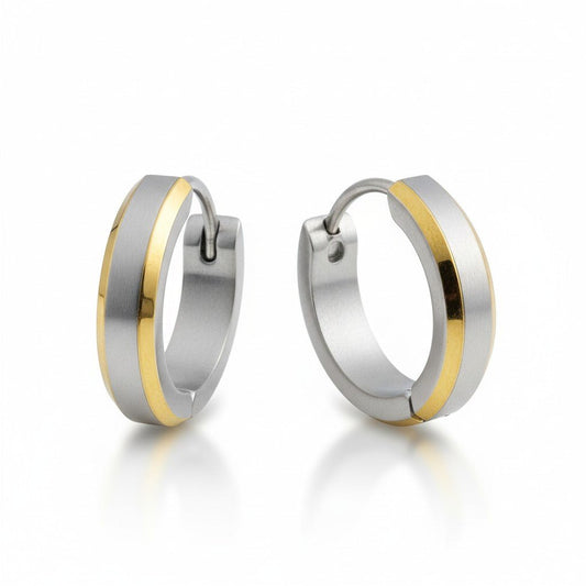 Oorringen – Bicolor RVS met Goudaccent (16mm) - Aramat Jewels - Oorringen - cadeautip