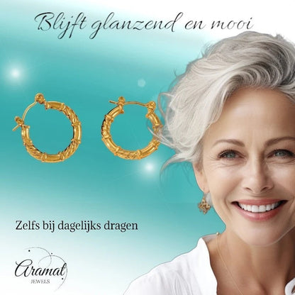 oorringen - gedraaid - glad - goudkleurig - 22mm - oor6404 - 840145 - Oorringen kopen# - 22mm - alles - cadeau