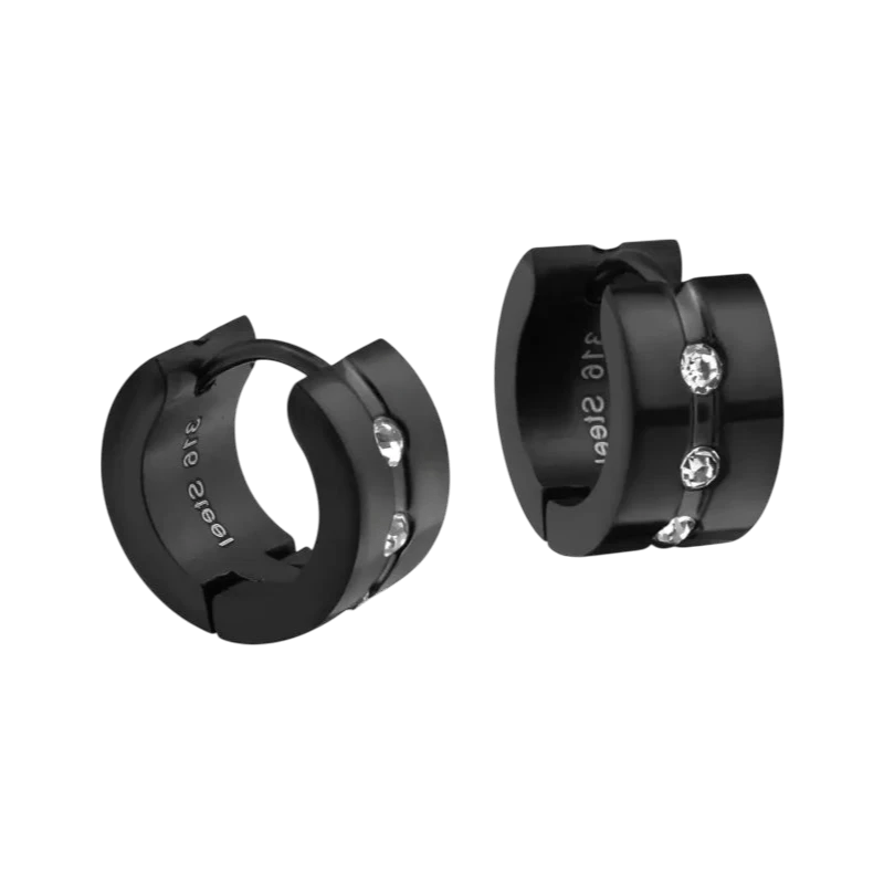 Oorringen – Staal Huggies Zirkonia Zwart (13mm) - Aramat Jewels - Oorringen - cadeautip