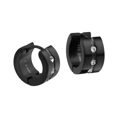 Oorringen – Staal Huggies Zirkonia Zwart (13mm) - Aramat Jewels - Oorringen - cadeautip