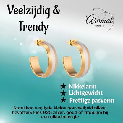 Oorstekers – Staal Hoepel Bicolor Mat (22mm) - Aramat Jewels - Oorringen - cadeautip