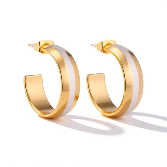 Oorstekers – Staal Hoepel Bicolor Mat (22mm) - Aramat Jewels - Oorringen - cadeautip