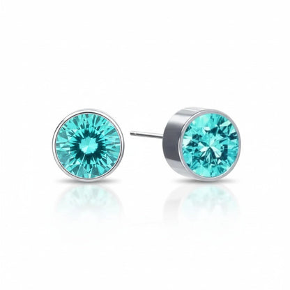 Oorstekers – Staal Kristal Aqua Blauw Zilverkleur (6mm) - Aramat Jewels - Oorbellen - cadeautip