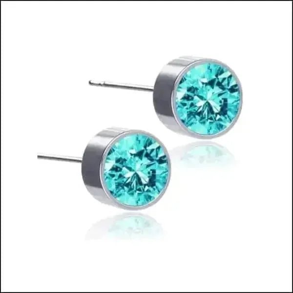 Oorstekers – Staal Kristal Aqua Blauw Zilverkleur (6mm) - Aramat Jewels - Oorbellen - cadeautip