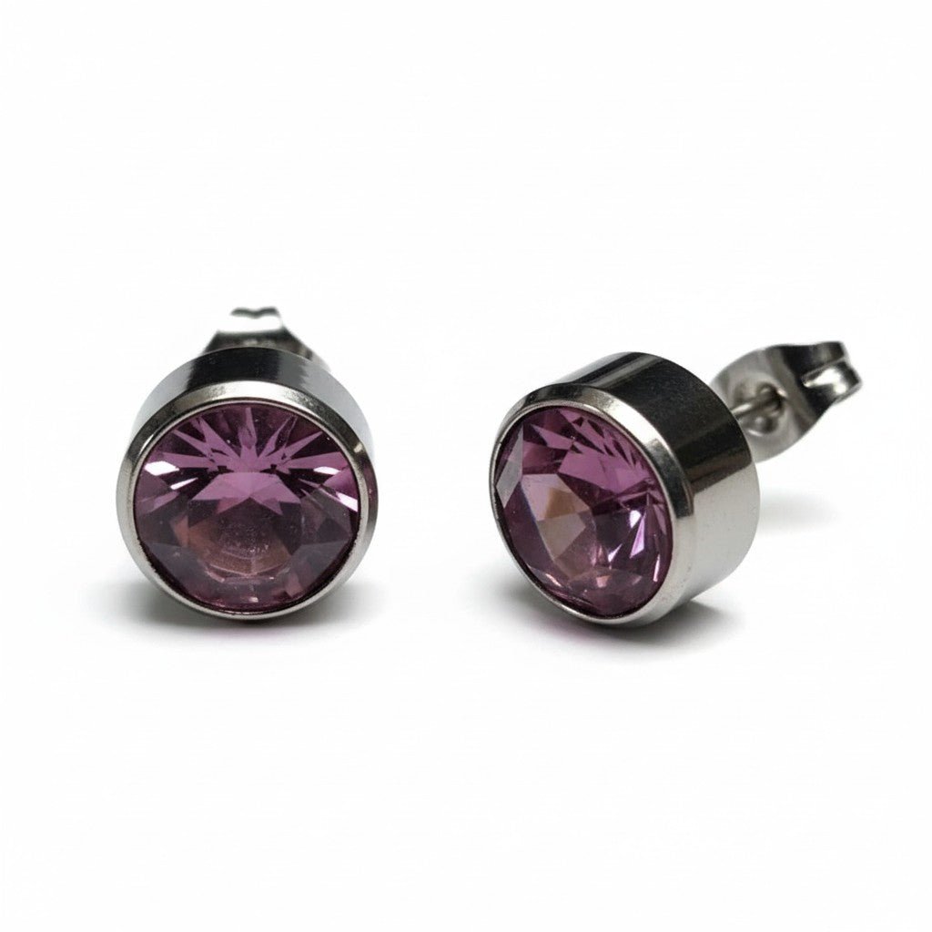 Oorstekers – Staal Kristal Licht Paars Zilverkleur (10mm) - Aramat Jewels - Oorbellen - cadeautip