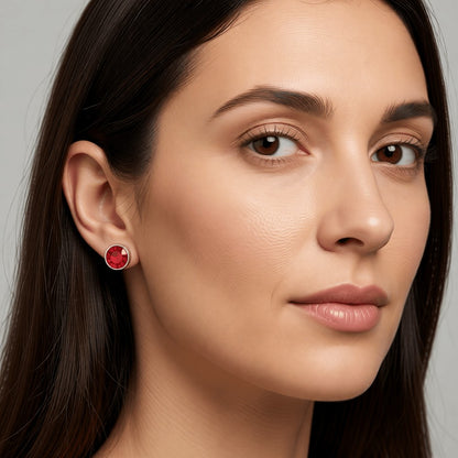 Oorstekers – Staal Kristal Rood Zilverkleur (6mm) - Aramat Jewels - Oorbellen - cadeautip