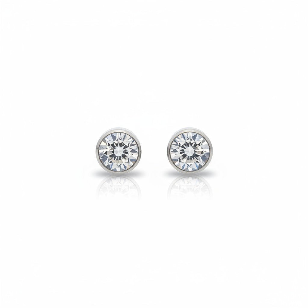Oorstekers – Staal Kristal Transparant Zilverkleur (10mm) - Aramat Jewels - Oorbellen - cadeautip