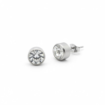 Oorstekers – Staal Kristal Transparant Zilverkleur (10mm) - Aramat Jewels - Oorbellen - cadeautip