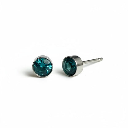 Oorstekers – Staal Kristal Zeeblauw Zilverkleur (5mm) - Aramat Jewels - Oorbellen - cadeautip
