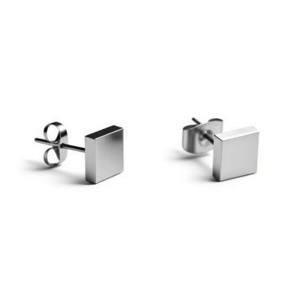 Oorstekers – Staal Vierkant Zilverkleurig (7mm) - Aramat Jewels - Oorbellen - cadeautip