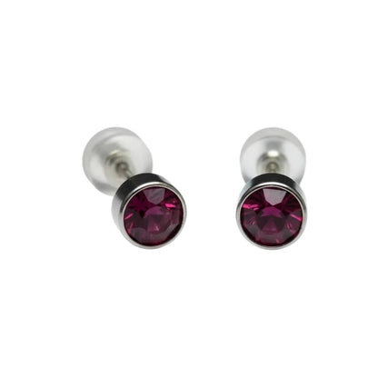 Oorstuds – Staal Kristal Paars Zilverkleur (5mm) - Aramat Jewels - Oorbellen - cadeautip