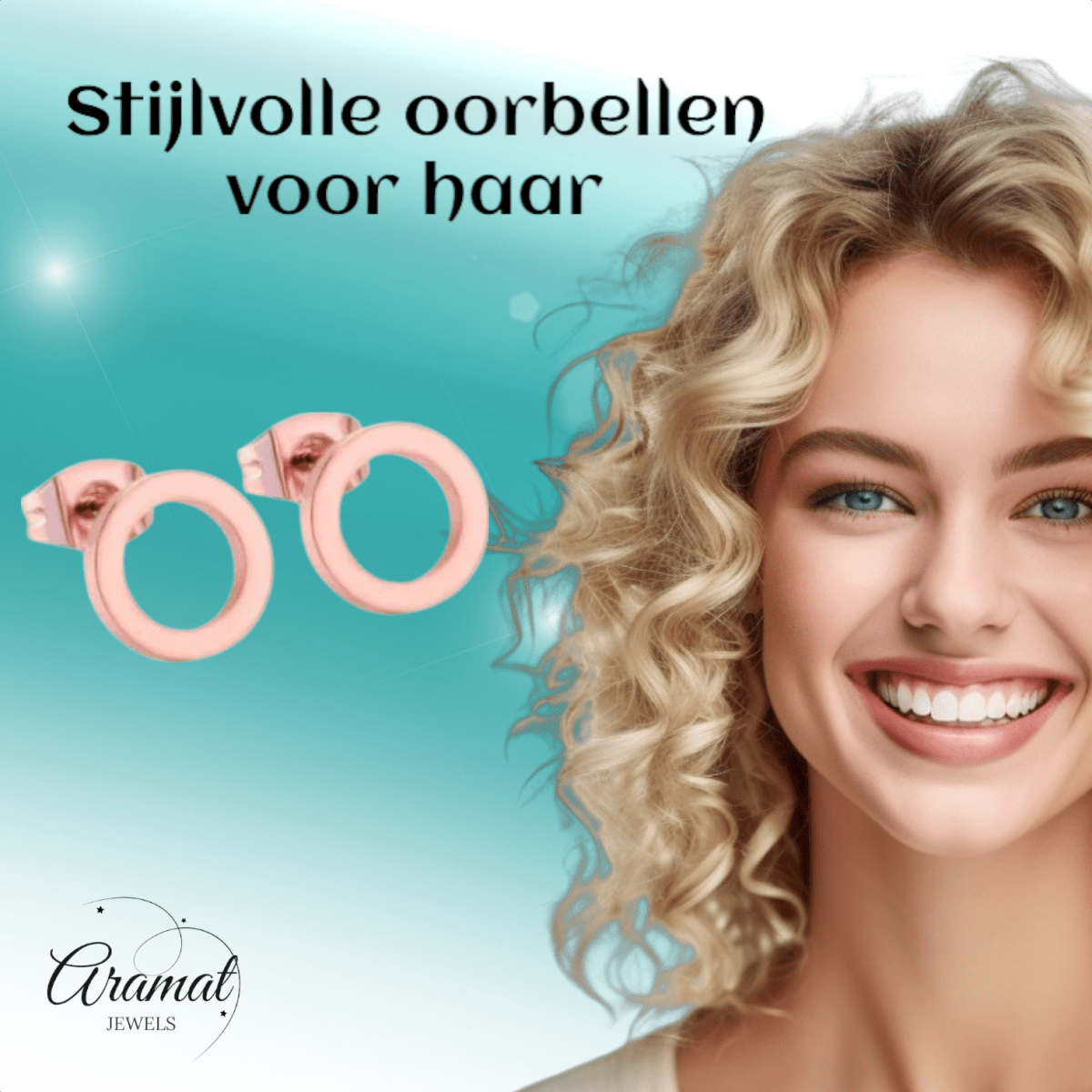 Open Cirkel Oorbellen Rosegoudkleur – 9mm - Aramat Jewels - Oorbellen - cadeautip